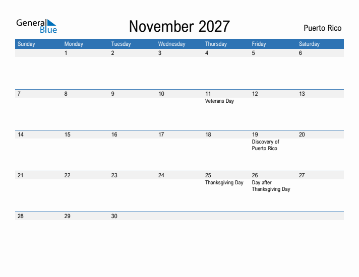 Fillable November 2027 Calendar
