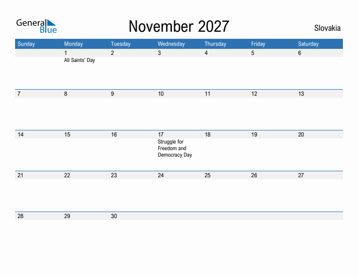 Fillable November 2027 Calendar