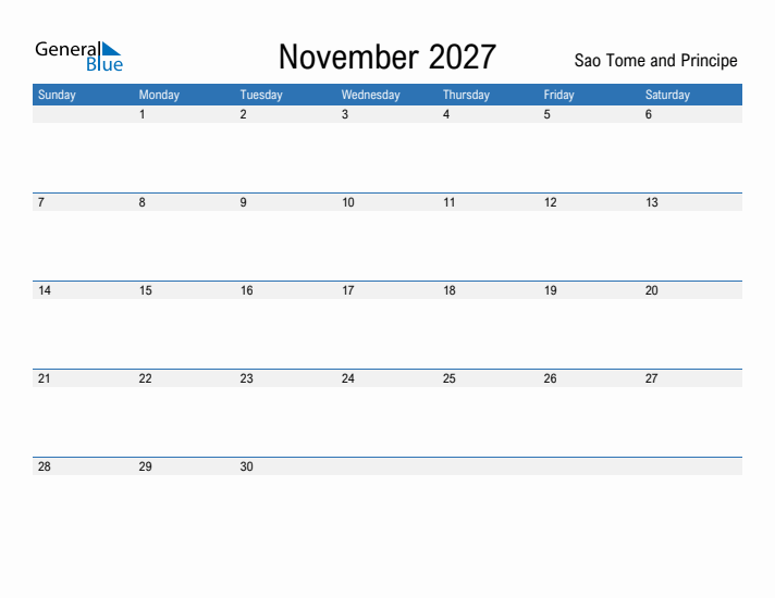Fillable November 2027 Calendar