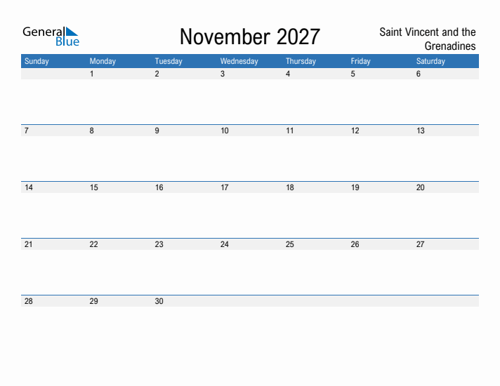 Fillable November 2027 Calendar