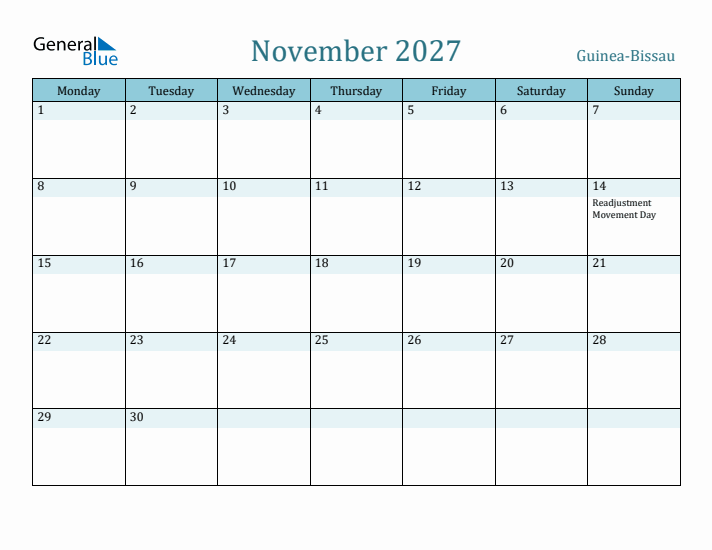 November 2027 Calendar with Holidays