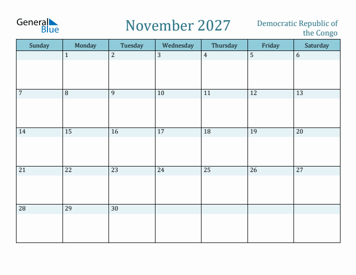 November 2027 Calendar with Holidays