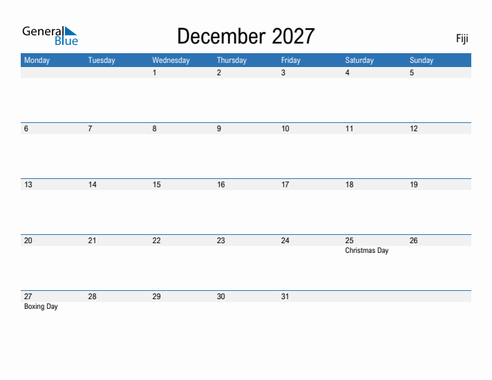 Fillable December 2027 Calendar
