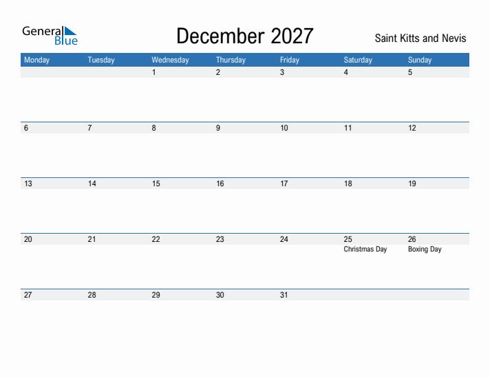 Fillable December 2027 Calendar