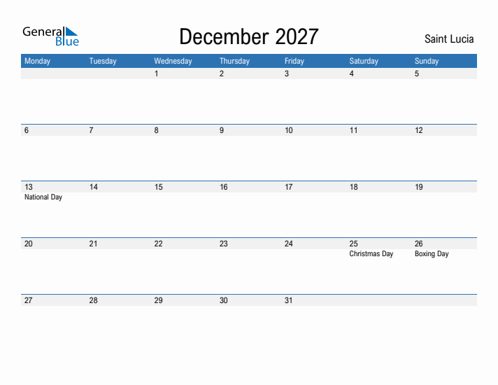 Fillable December 2027 Calendar