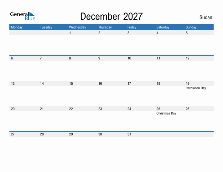 Fillable December 2027 Calendar