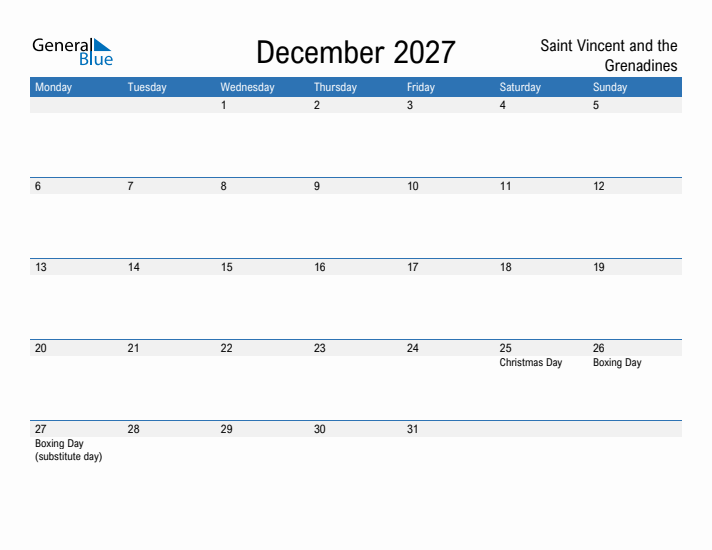 Fillable December 2027 Calendar