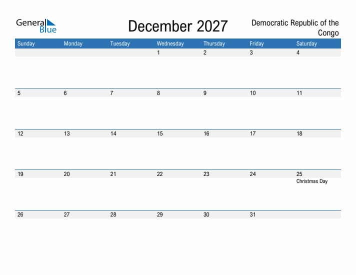 Fillable December 2027 Calendar