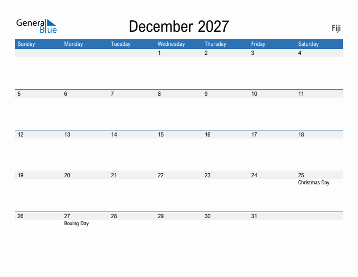 Fillable December 2027 Calendar