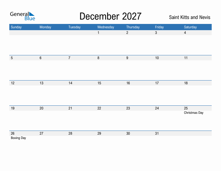 Fillable December 2027 Calendar