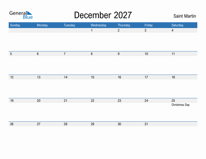 Fillable December 2027 Calendar
