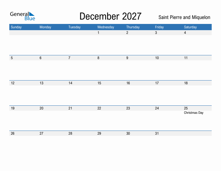 Fillable December 2027 Calendar