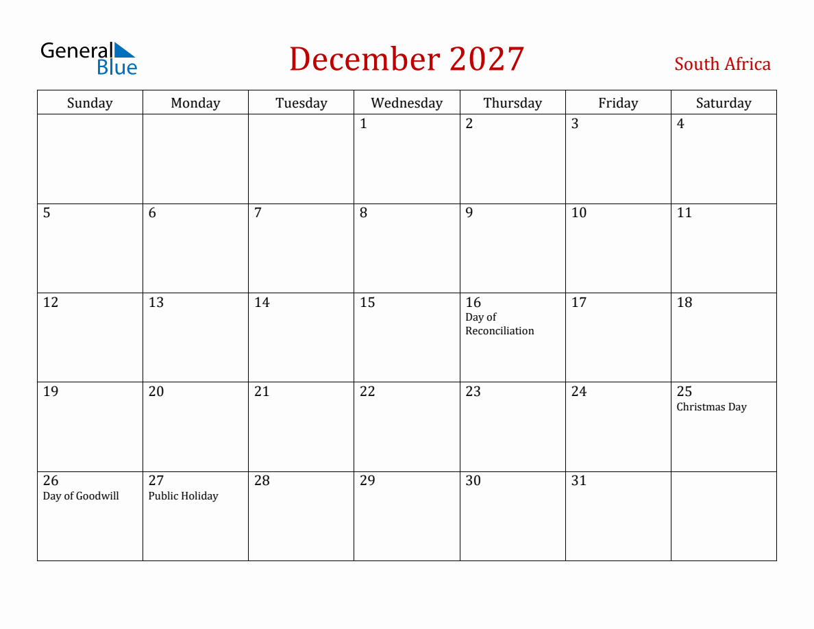 December 2027 South Africa Monthly Calendar With Holidays december-2027-south-africa-monthly-calendar-with-holidays