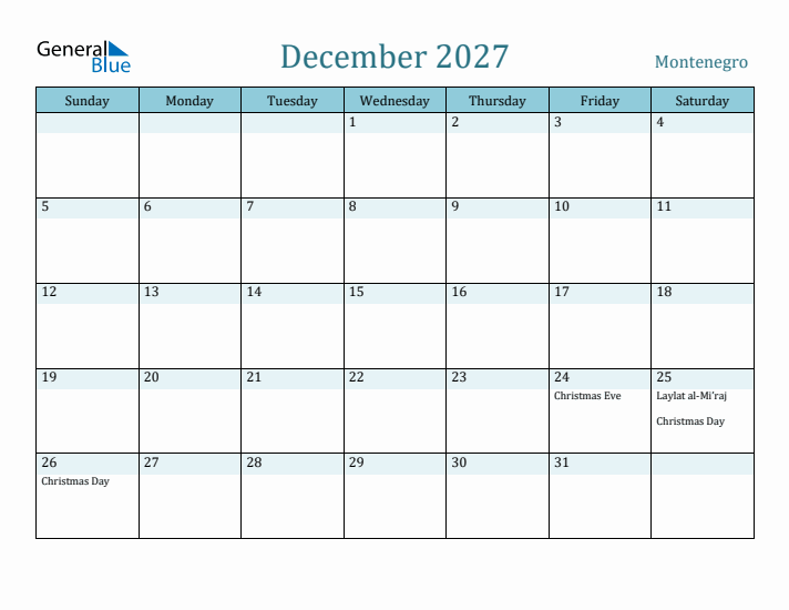 December 2027 Calendar with Holidays