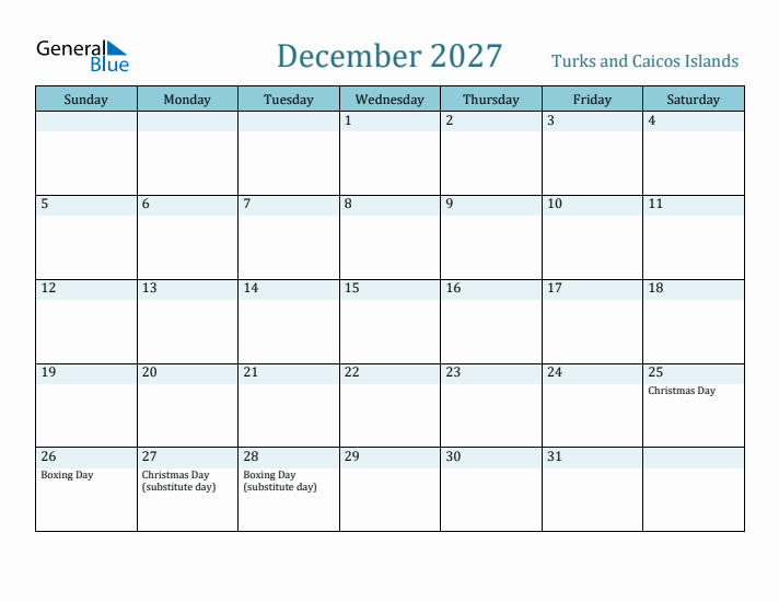 December 2027 Calendar with Holidays