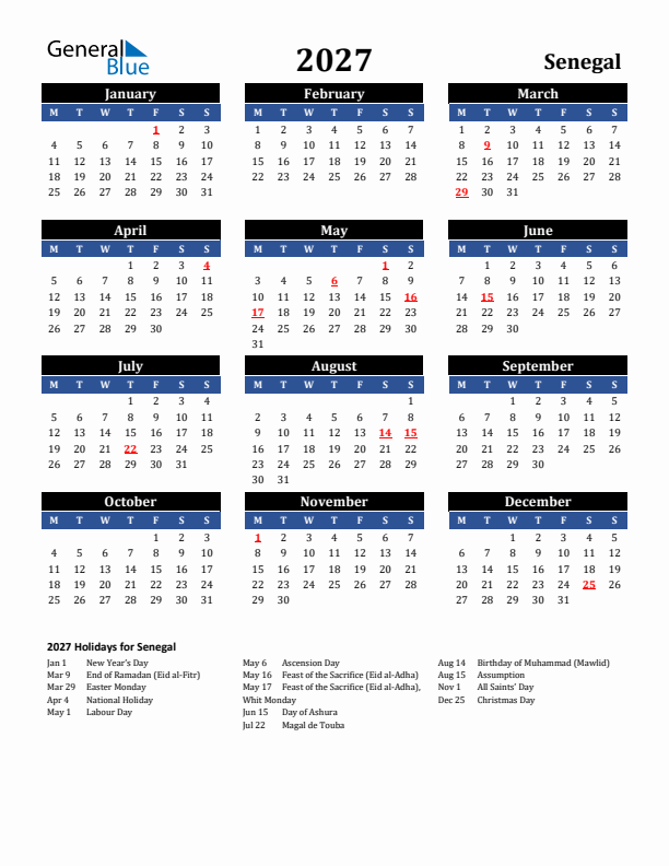 2027 Senegal Holiday Calendar
