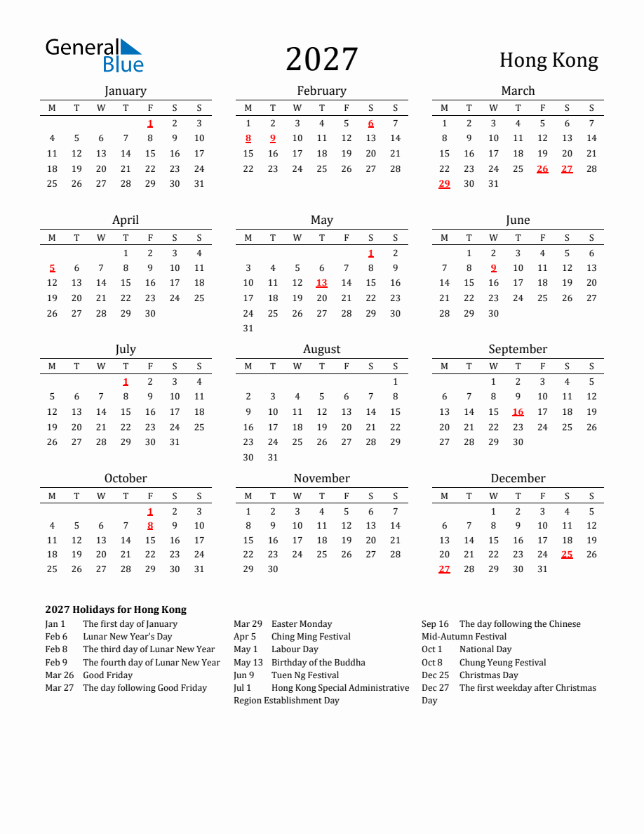 Free Hong Kong Holidays Calendar For Year 2027 Monday Start free-hong-kong-holidays-calendar-for-year-2027-monday-start