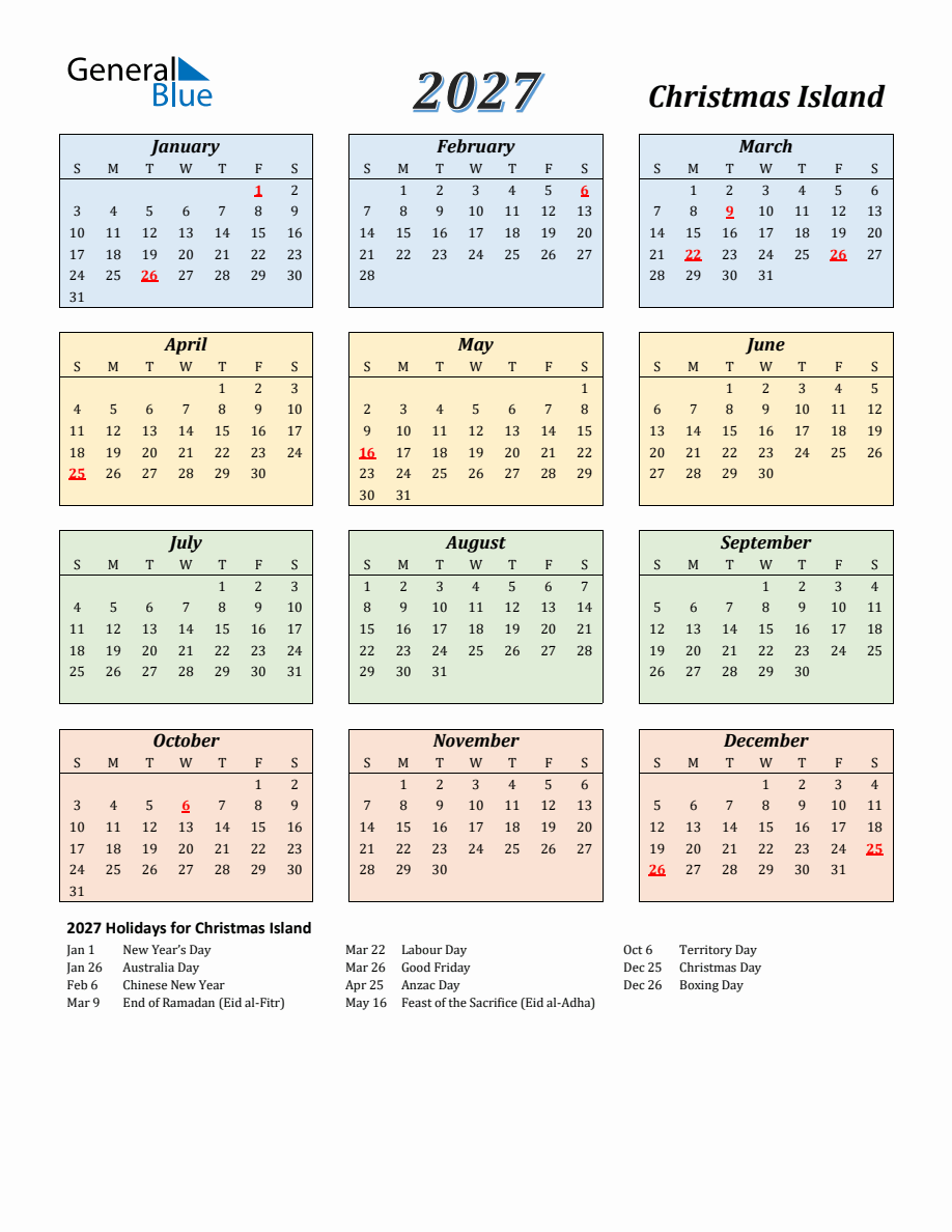 2027 Christmas Island Calendar