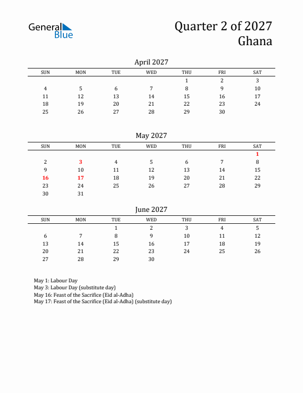 Quarter 2 2027 Ghana Quarterly Calendar