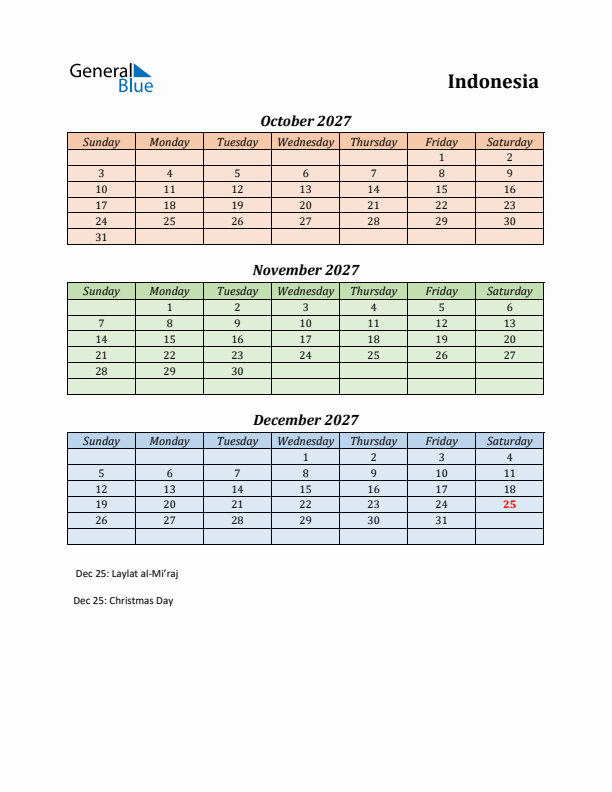 Q4 2027 Holiday Calendar - Indonesia