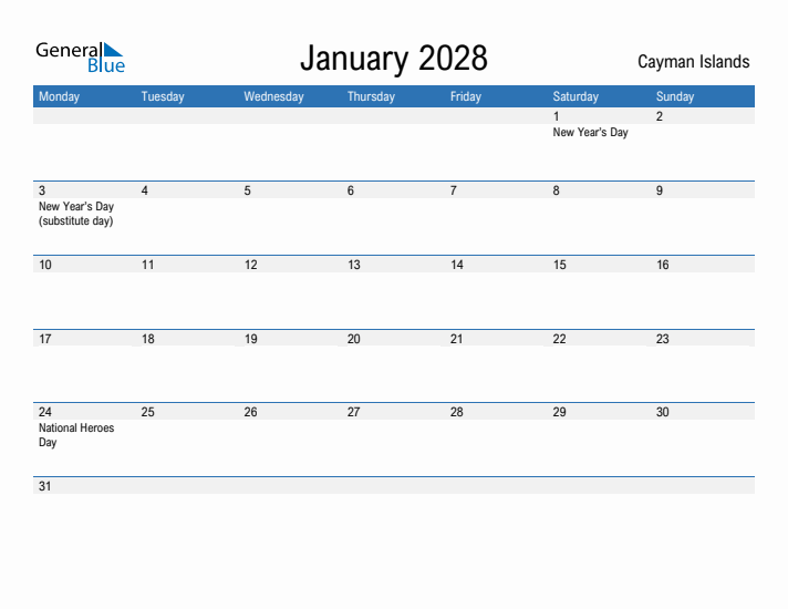 Fillable January 2028 Calendar