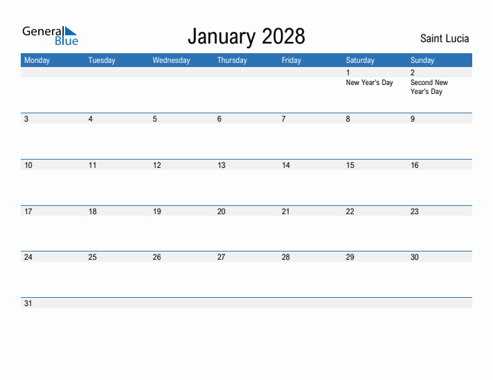 Fillable January 2028 Calendar