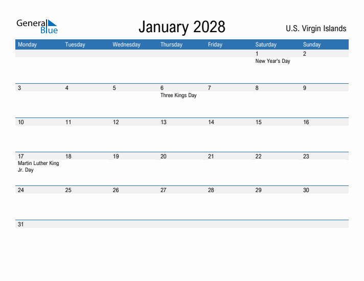 Fillable January 2028 Calendar