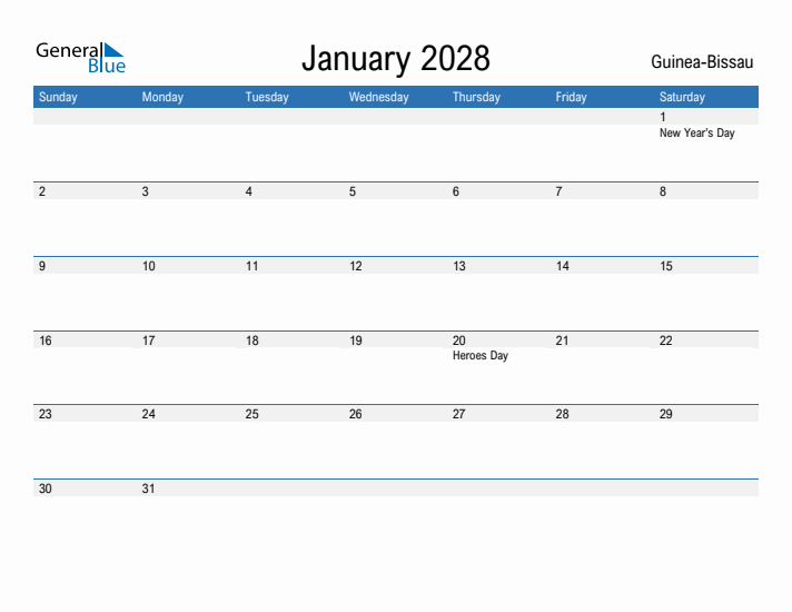 Fillable January 2028 Calendar