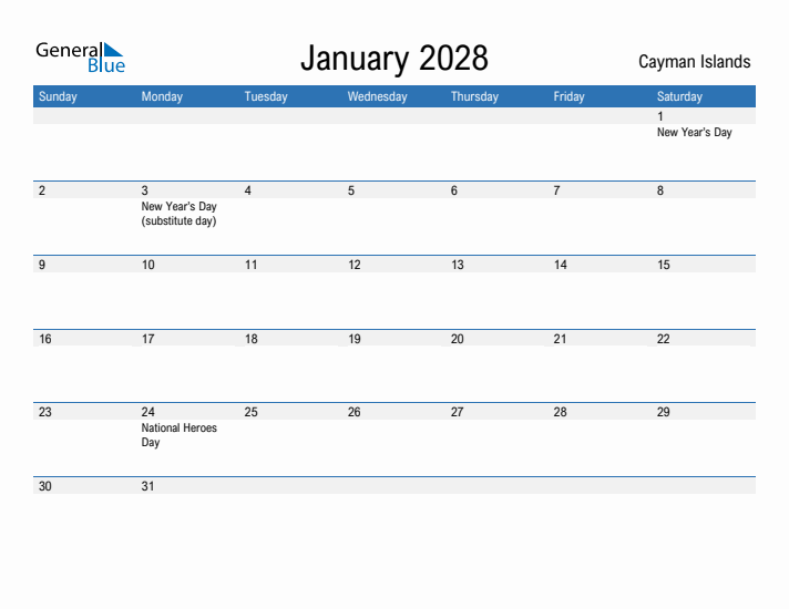 Fillable January 2028 Calendar