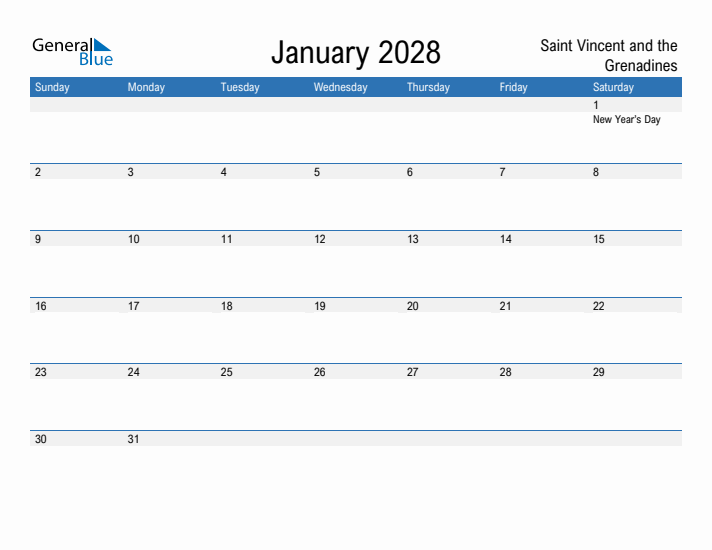 Fillable January 2028 Calendar