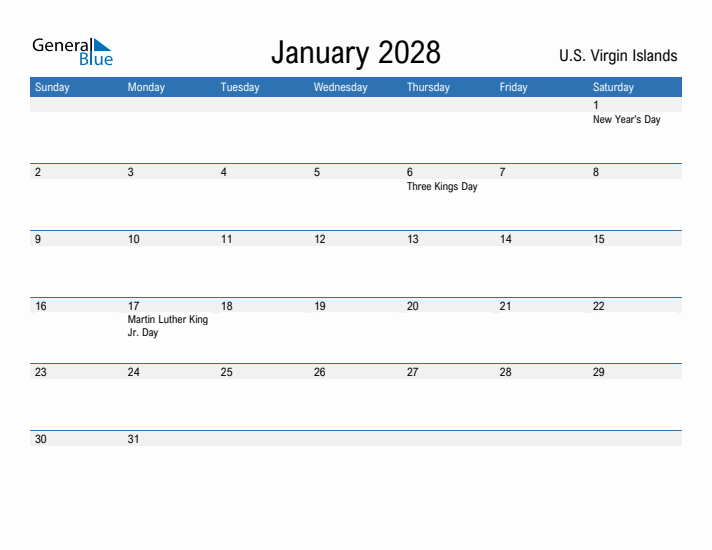 Fillable January 2028 Calendar
