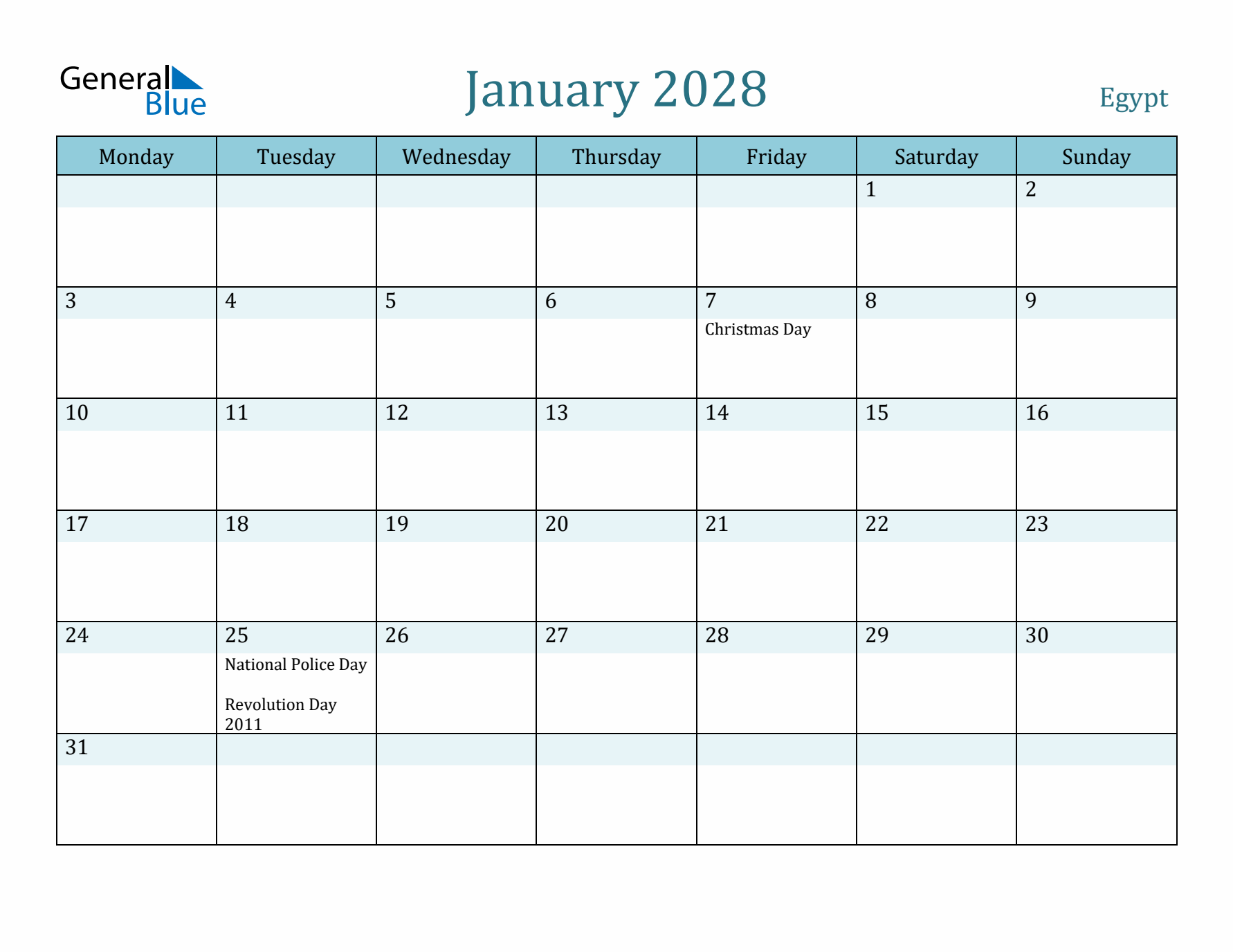 January 2028 Calendar with Holidays
