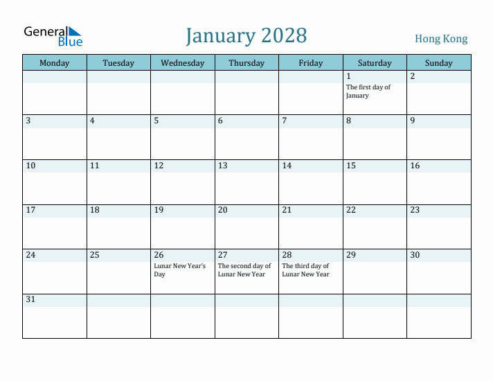January 2028 Calendar with Holidays