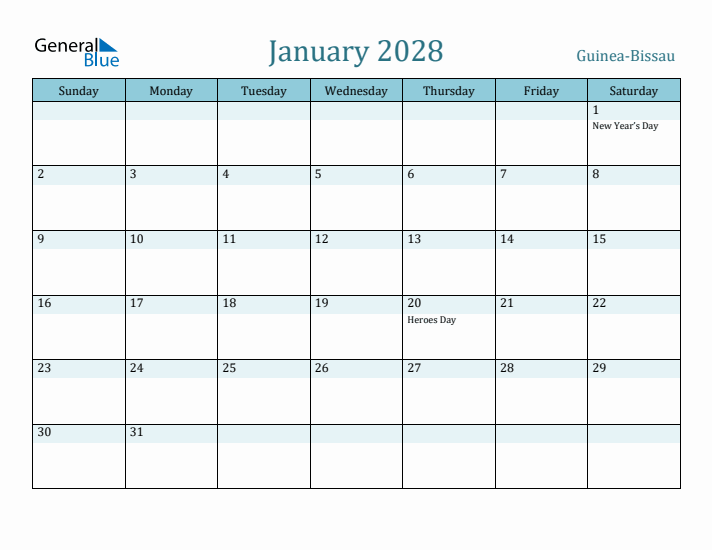 January 2028 Calendar with Holidays