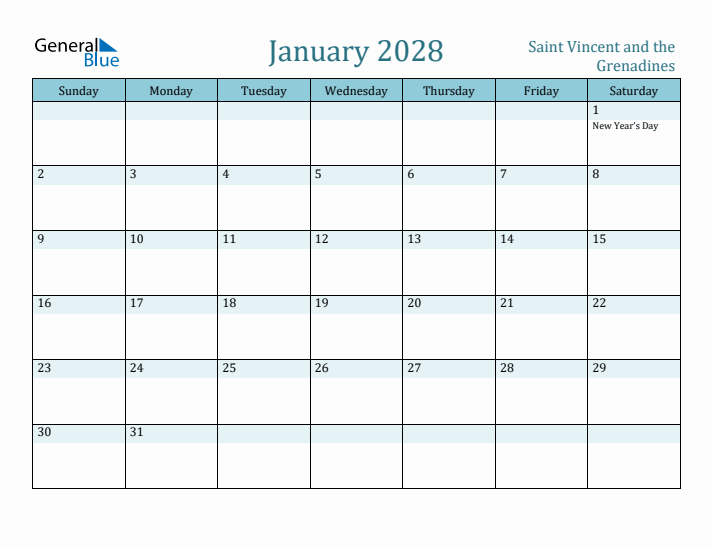 January 2028 Calendar with Holidays