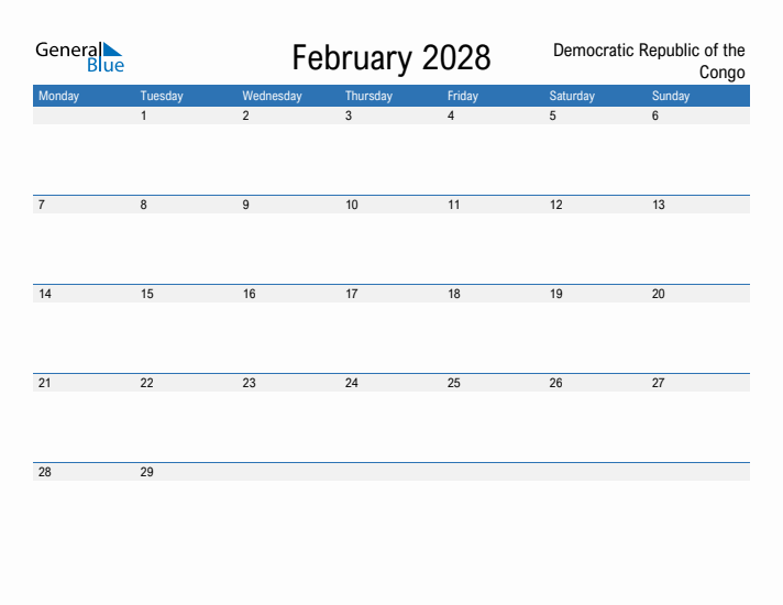 Fillable February 2028 Calendar