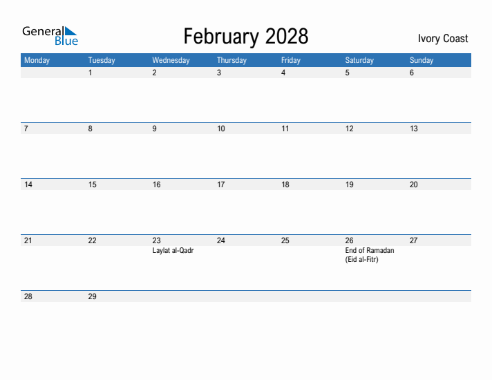 Fillable February 2028 Calendar