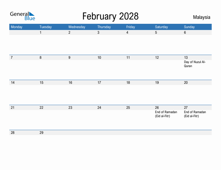Fillable February 2028 Calendar