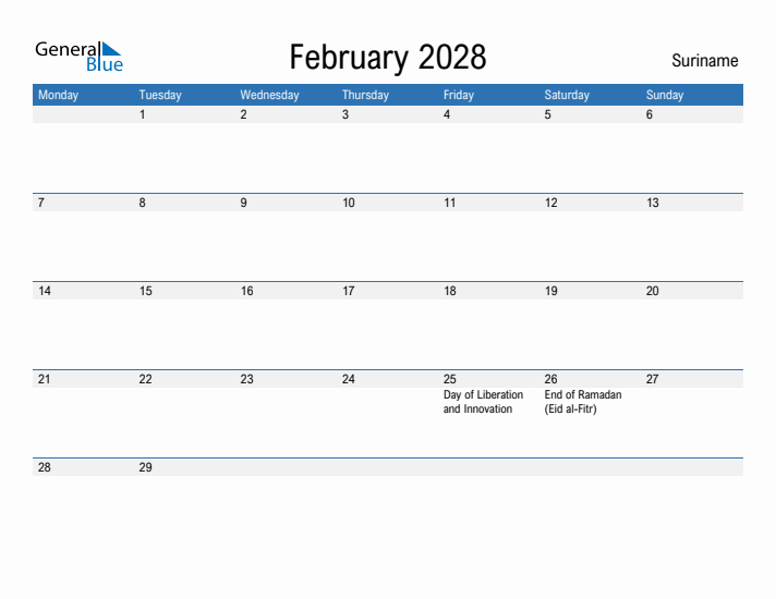 Fillable February 2028 Calendar