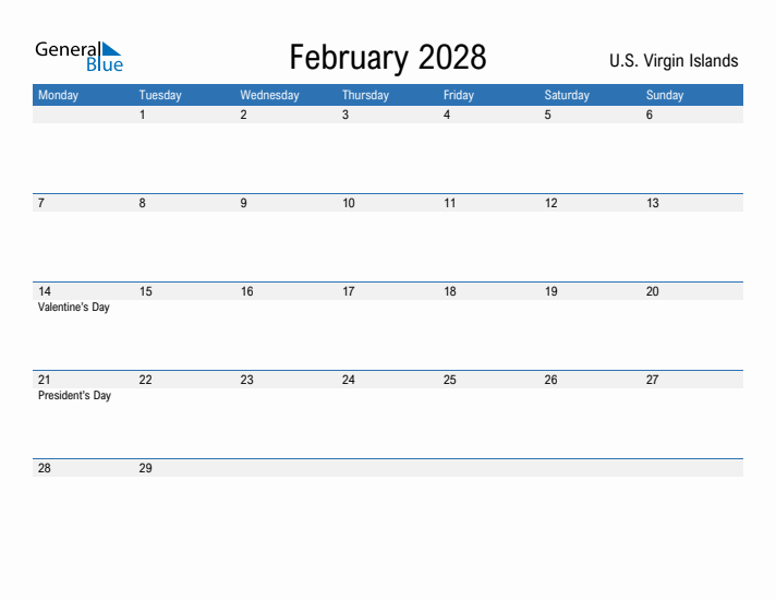 Fillable February 2028 Calendar