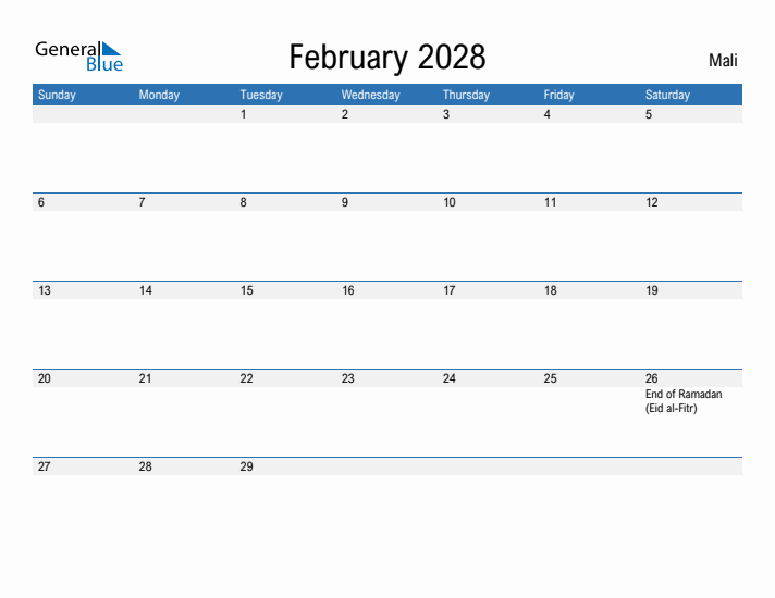 Fillable February 2028 Calendar