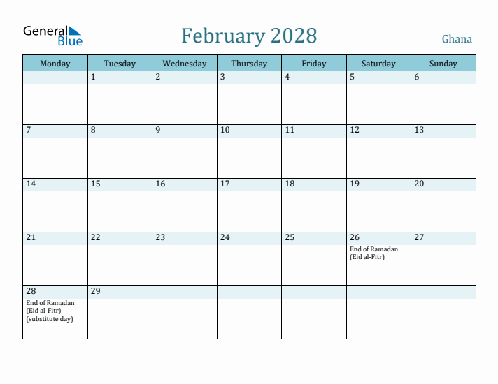February 2028 Calendar with Holidays
