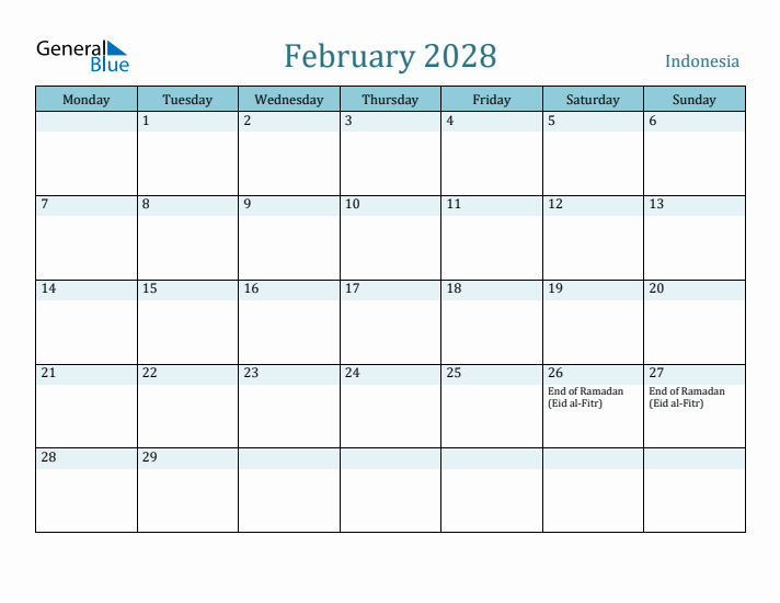 February 2028 Calendar with Holidays