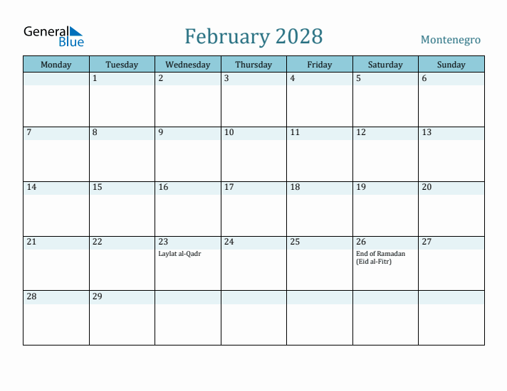 February 2028 Calendar with Holidays