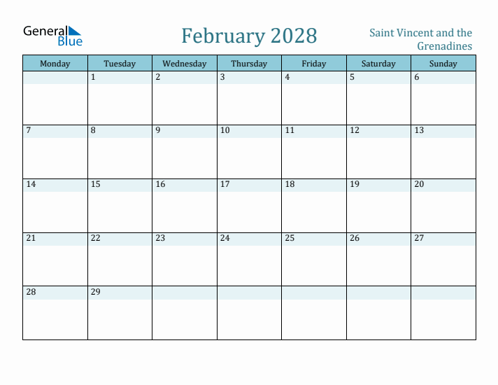 February 2028 Calendar with Holidays