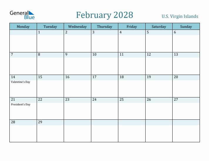 February 2028 Calendar with Holidays