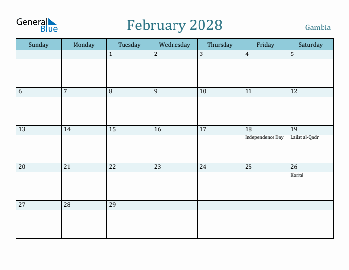 February 2028 Calendar with Holidays