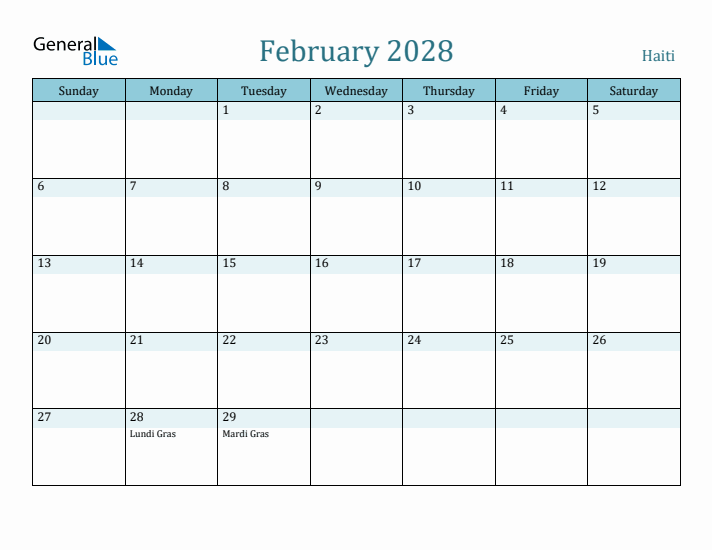 February 2028 Calendar with Holidays