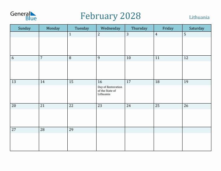 February 2028 Calendar with Holidays