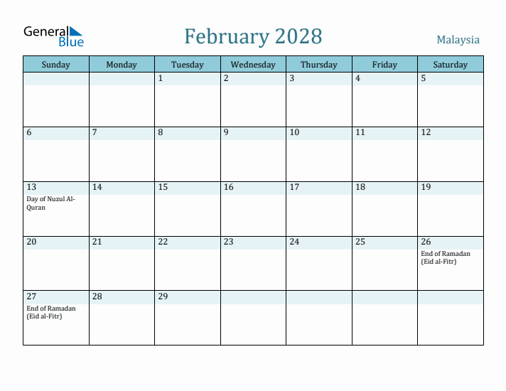 February 2028 Calendar with Holidays